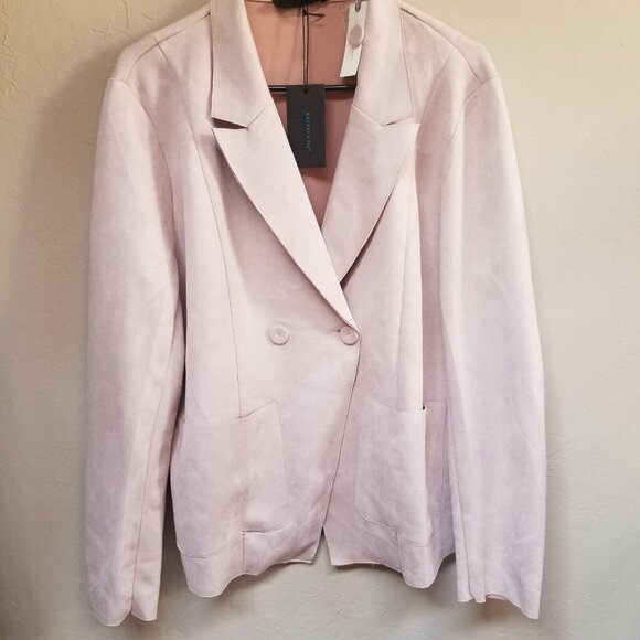 Anthropologie Monarc Women's Blazer Jacket XL Double Breasted Pink New $128
